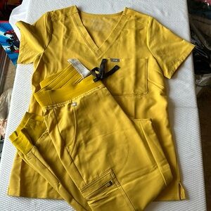 Figs Women's Scrub Set in Mustard Yellow